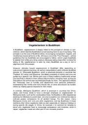 English Worksheet: Vegetarianism in Buddhism
