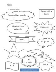English Worksheet: Colours dictation