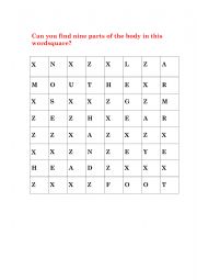 English Worksheet: Find body parts