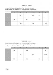 English Worksheet: Battleship on numbers