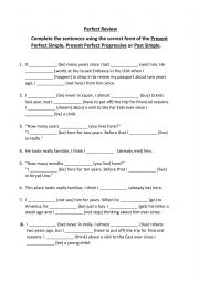 English Worksheet: Present Perfect Simple and Present Perfect Progressive Worksheet