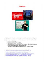 English Worksheet: Headlines