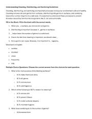 English Worksheet: Understanding Cleaning, Disinfecting, and Sanitizing Guidelines