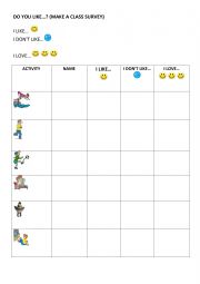 English Worksheet: Likes/dislikes 