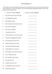 English Worksheet: Echo questions to show interest or surprise in what someone says 3