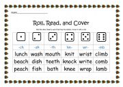 English Worksheet:  Roll and Cover