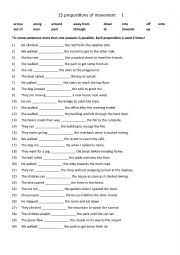 English Worksheet: 15 prepositions of movement     1