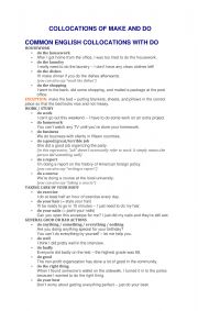 English Worksheet: Basic Different Make and Do