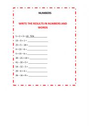 English Worksheet: NUMBERS
