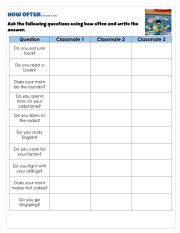 English Worksheet: How often, conversation