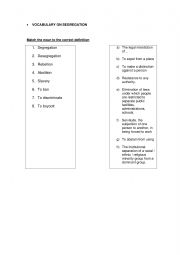 English Worksheet: SEGREGATION