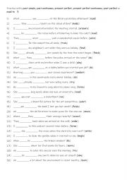 A2+-B1 Practise with past simple, past continuous, present perfect, present perfect continuous, past perfect & used to  3