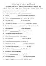 English Worksheet: A2-B1 Celebrations, parties, and special events. Using the given verbs, make adjectives ending in -ed and -ing