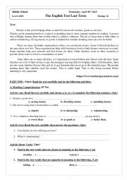 English Worksheet: Charity 