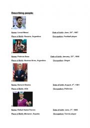 English Worksheet: Describing people