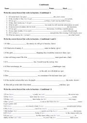 English Worksheet: Conditional sentences