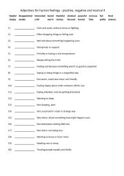 English Worksheet: A2-B1 Adjectives of feeling - positive, negative and neutral 4