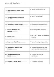 English Worksheet: Body Part Idioms