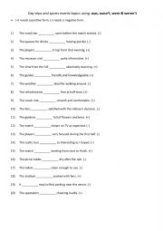 English Worksheet: Day trips and sports events topics using was, wasn’t, were & weren’t