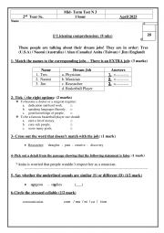 English Worksheet: 2nd year Mid term 3