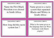 English Worksheet: THE HISTORY OF APARTHEID CHALLENGE CARDS