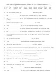 English Worksheet: Complete using either the past perfect or past perfect continuous 3