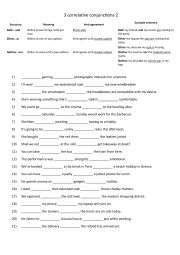 English Worksheet: A1+-A2+ 3 correlative conjunctions 2