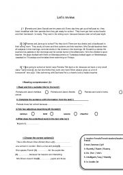 English Worksheet: let�s review