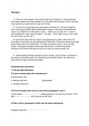 English Worksheet: reading comprehension about voluntary work