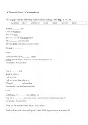 English Worksheet: A Thousand Years  Christina Perri Song Present Pefect worksheet