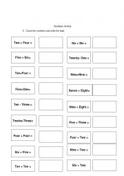 English Worksheet: Number activity