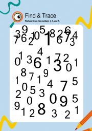 English Worksheet: Find and Trace Numbers