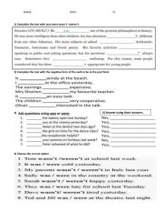English Worksheet: was  were exam