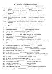 Commonly confused words:  raise,  rise , among , between , conscious , conscience , moral , morale 3