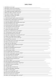 English Worksheet: Simple Tenses