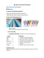 English Worksheet: Basics of Computer Networks
