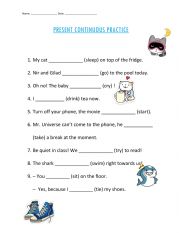 English Worksheet: Present Continuous Practice