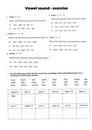 English Worksheet: vowel sounds