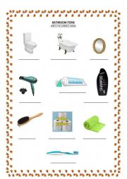 English Worksheet: Bathroom tems 