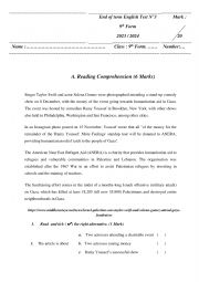 Test 9th Form 3rd Term