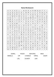 English Worksheet: Name Wordsearch