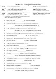 English Worksheet: A2-B1 Practise with 7 linking words of contrast 3