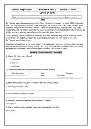 English Worksheet: 8th form third term test 