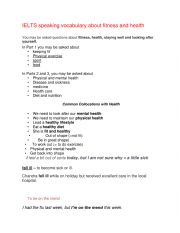 English Worksheet: IELTS speaking about fitness and health