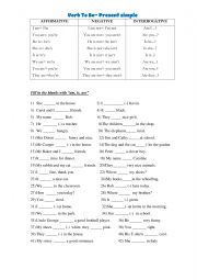 English Worksheet: Verb to be with exercises