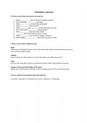 English Worksheet: Conversation - past tense practice