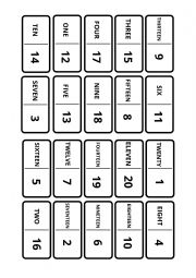 Number domino 1 - 20