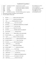 Quantifiers with 6 adverbs for quantity 3