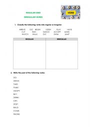English Worksheet: REGULAR AND IRREGULAR VERBS ACTIVITIES