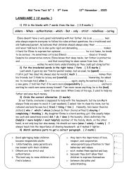 Language part mid term test 1 9th form 